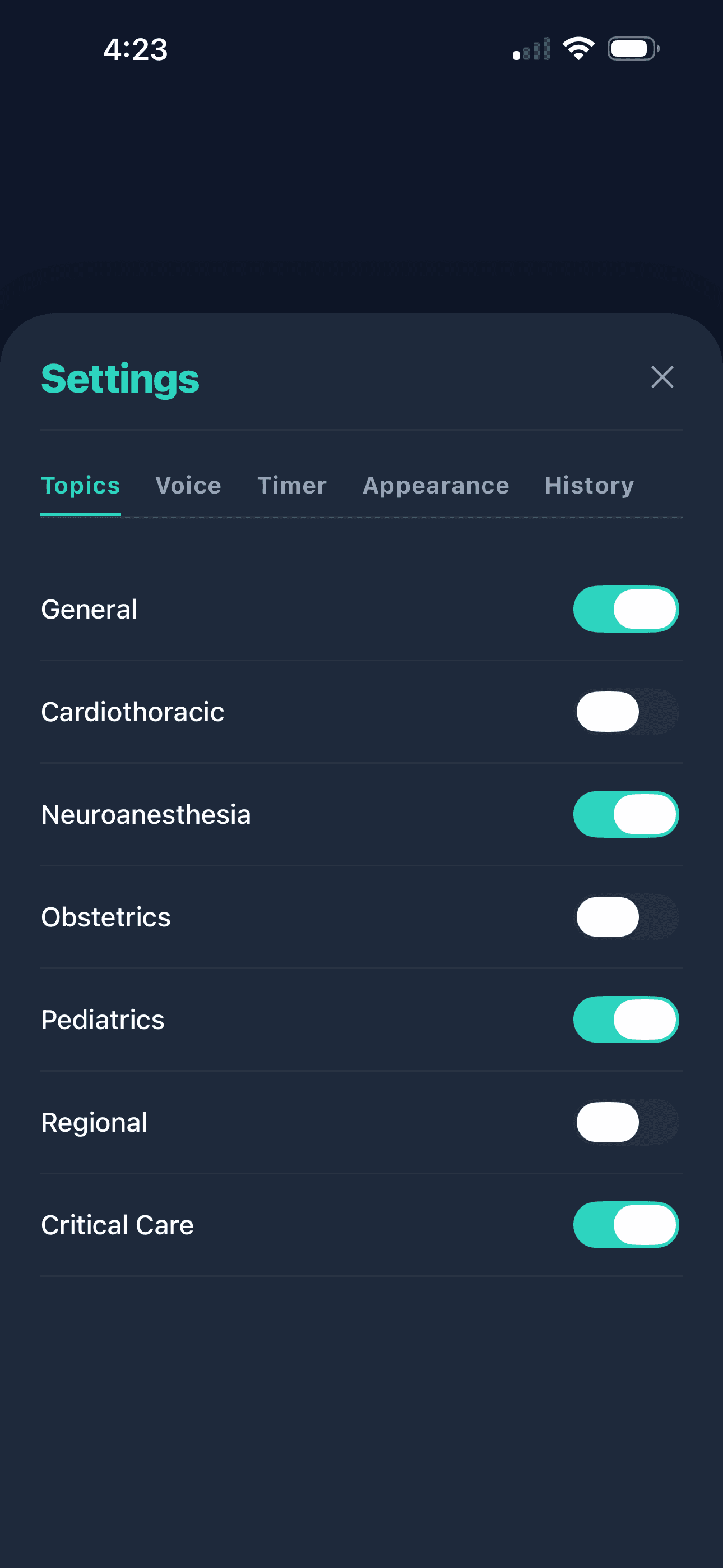 Topic selection — pick which clinical systems to be tested on